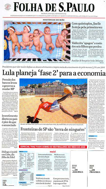 Capa Folha de S.Paulo - Edição São Paulo