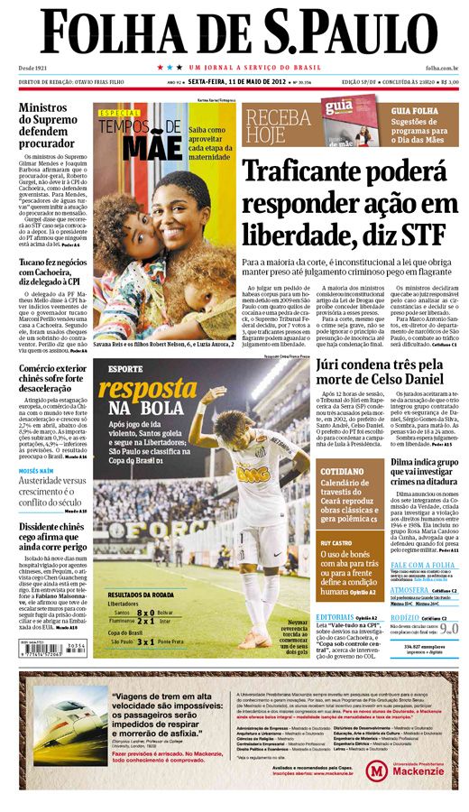 Capa Folha de S.Paulo - Edição São Paulo