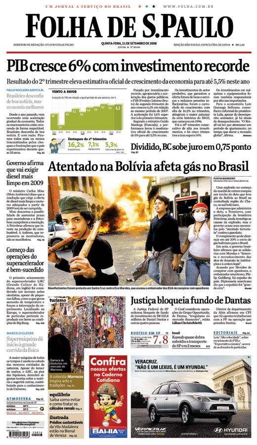 Capa Folha de S.Paulo - Edição São Paulo