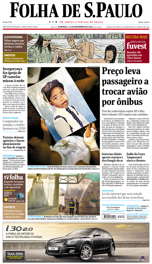 Capa Folha de S.Paulo - Edição São Paulo