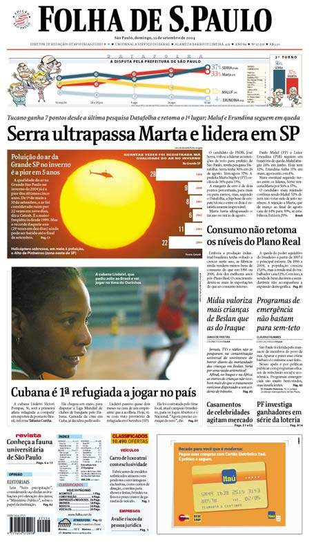 Capa Folha de S.Paulo - Edição São Paulo