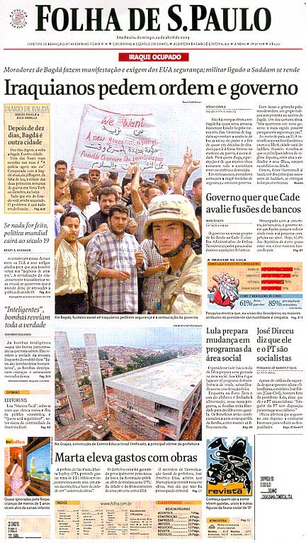 Capa Folha de S.Paulo - Edição São Paulo