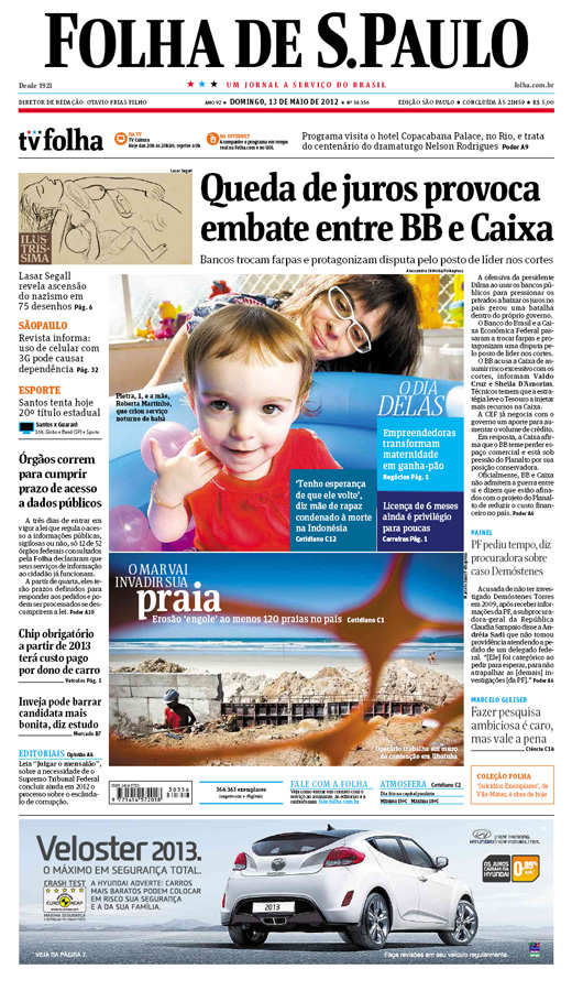 Capa Folha de S.Paulo - Edição São Paulo