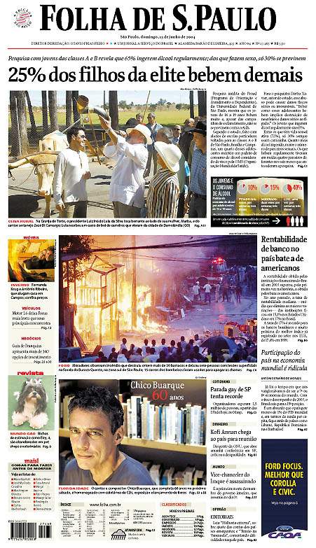 Capa Folha de S.Paulo - Edição São Paulo