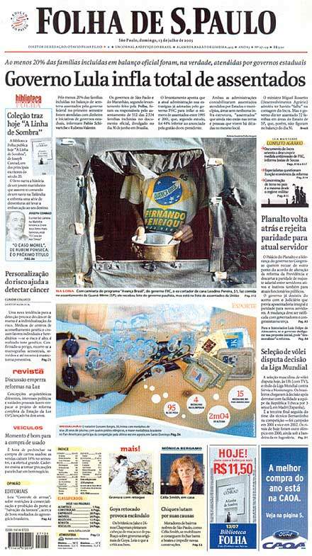 Capa Folha de S.Paulo - Edição São Paulo