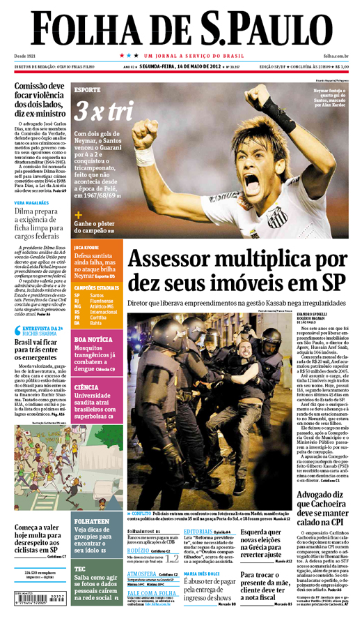 Capa Folha de S.Paulo - Edição São Paulo