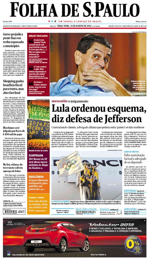 Capa Folha de S.Paulo - Edição São Paulo