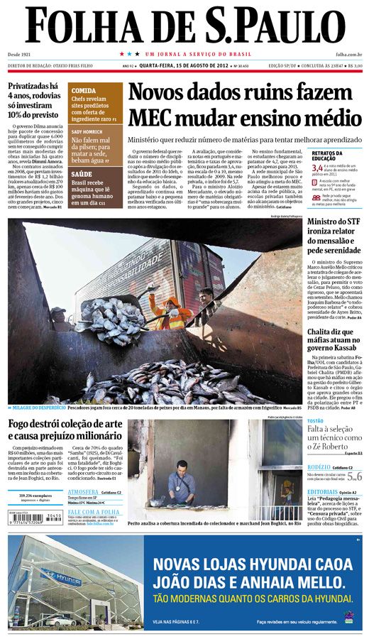 Capa Folha de S.Paulo - Edição São Paulo