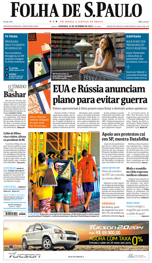 Capa Folha de S.Paulo - Edição São Paulo