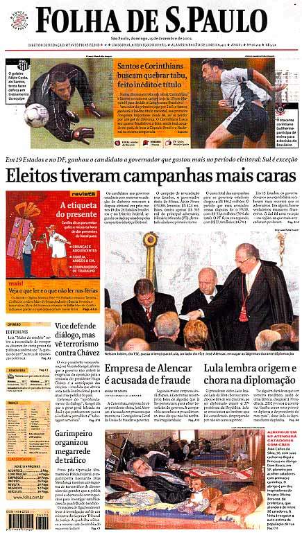 Capa Folha de S.Paulo - Edição São Paulo