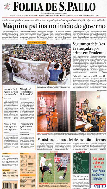 Capa Folha de S.Paulo - Edição São Paulo