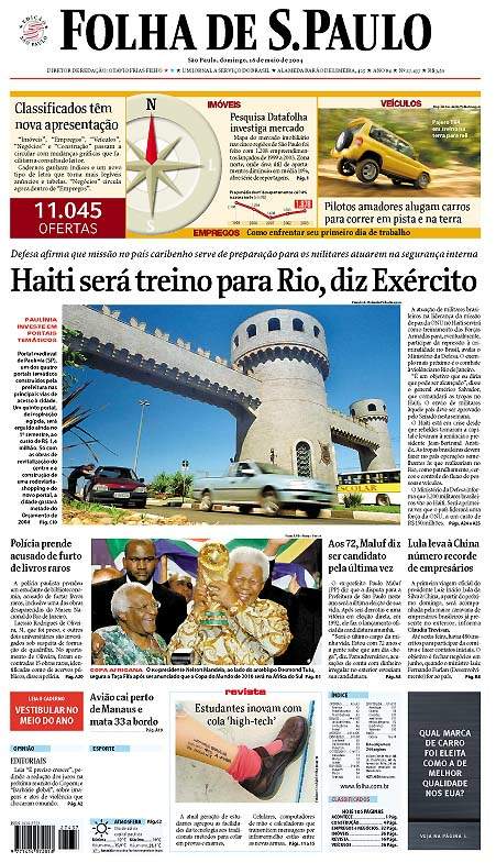 Capa Folha de S.Paulo - Edição São Paulo