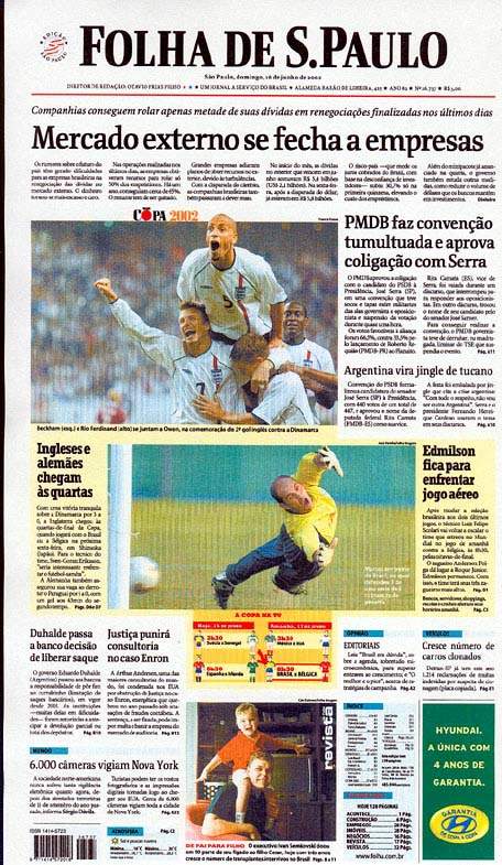 Capa Folha de S.Paulo - Edição São Paulo