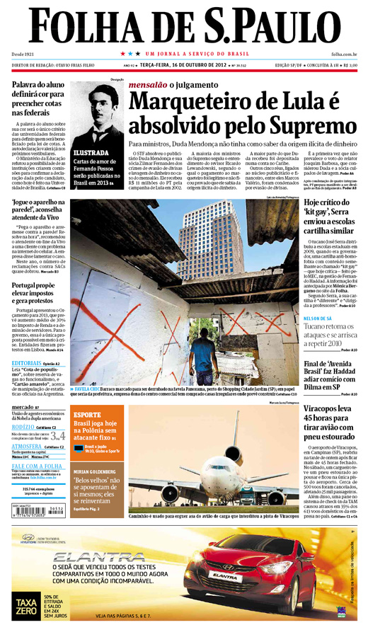 Capa Folha de S.Paulo - Edição São Paulo