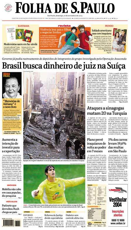 Capa Folha de S.Paulo - Edição São Paulo