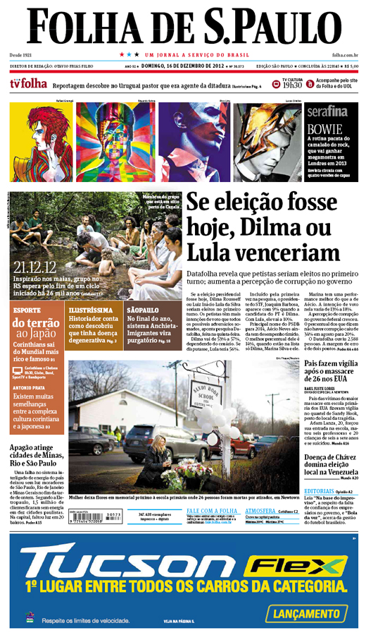 Capa Folha de S.Paulo - Edição São Paulo