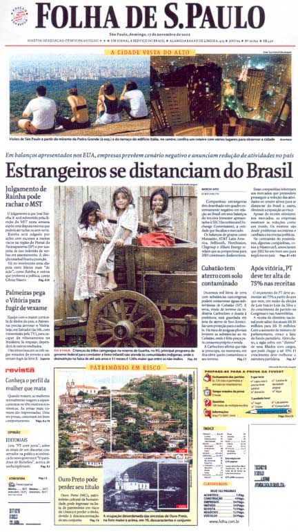 Capa Folha de S.Paulo - Edição São Paulo