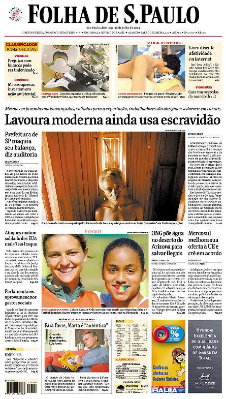 Capa Folha de S.Paulo - Edição São Paulo