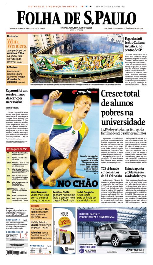 Capa Folha de S.Paulo - Edição São Paulo