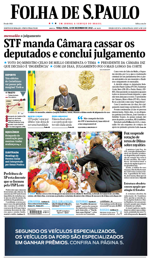 Capa Folha de S.Paulo - Edição São Paulo