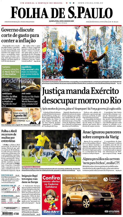 Capa Folha de S.Paulo - Edição São Paulo