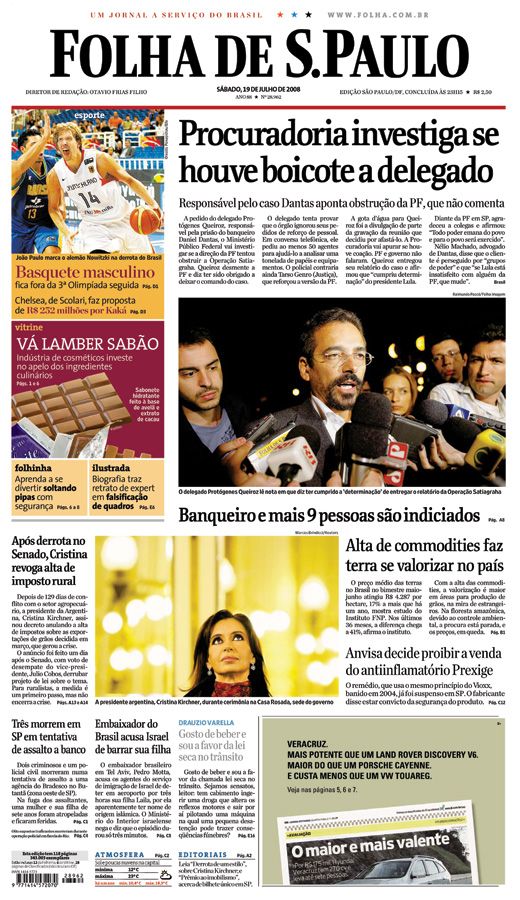 Capa Folha de S.Paulo - Edição São Paulo