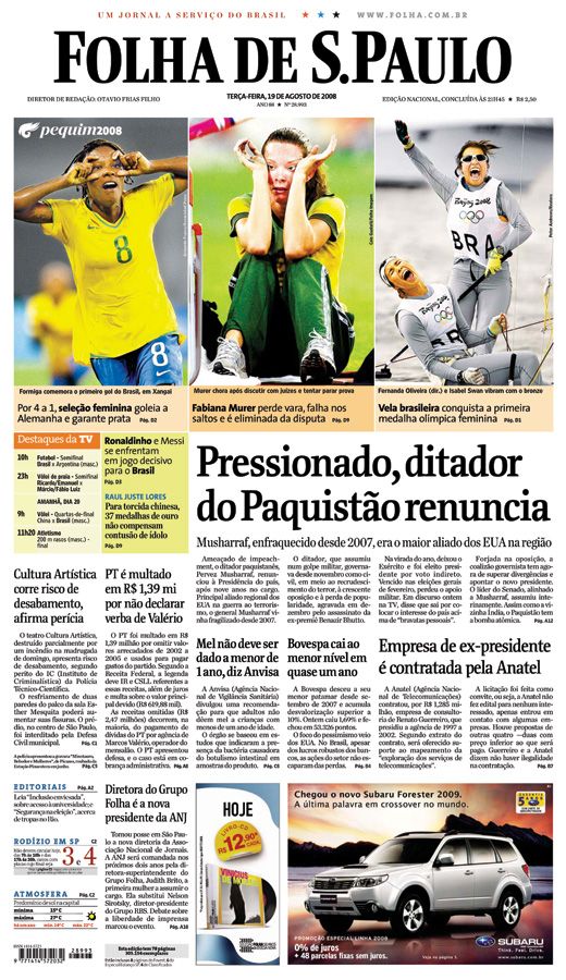 Capa Folha de S.Paulo - Edição São Paulo