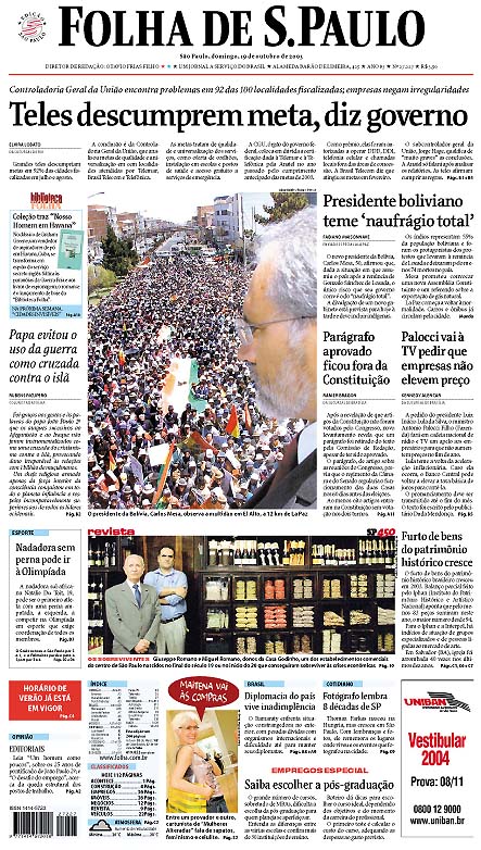 Capa Folha de S.Paulo - Edição São Paulo