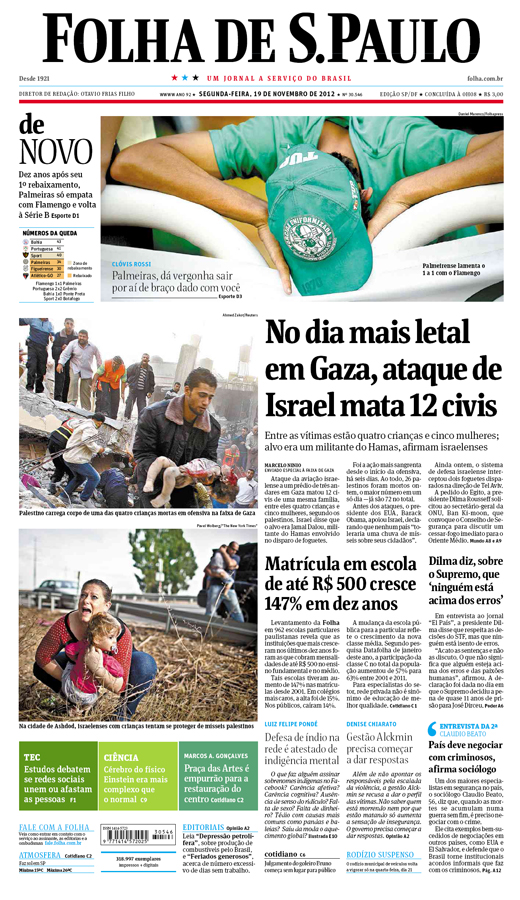 Capa Folha de S.Paulo - Edição São Paulo