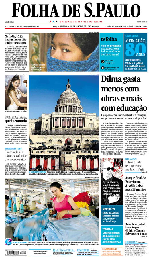 Capa Folha de S.Paulo - Edição São Paulo