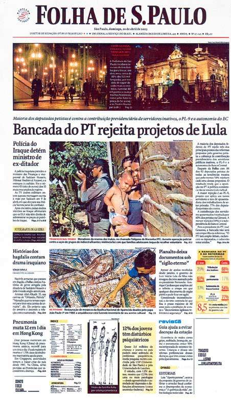 Capa Folha de S.Paulo - Edição São Paulo