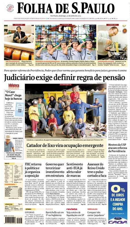 Capa Folha de S.Paulo - Edição São Paulo