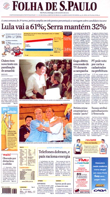 Capa Folha de S.Paulo - Edição São Paulo