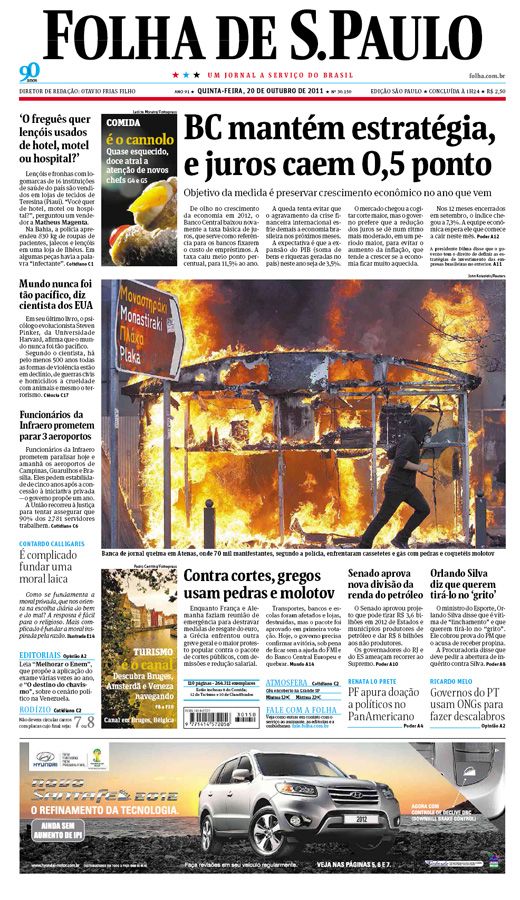 Capa Folha de S.Paulo - Edição São Paulo