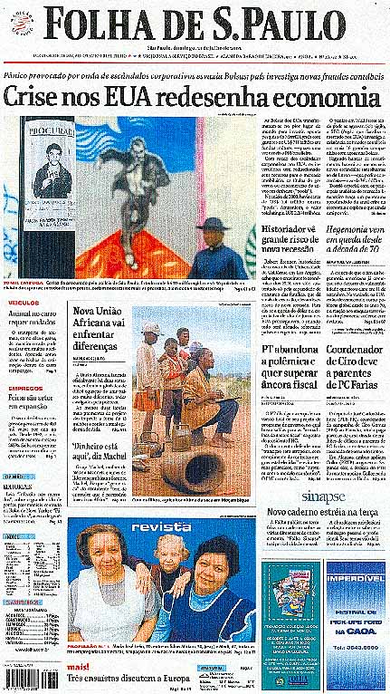 Capa Folha de S.Paulo - Edição São Paulo