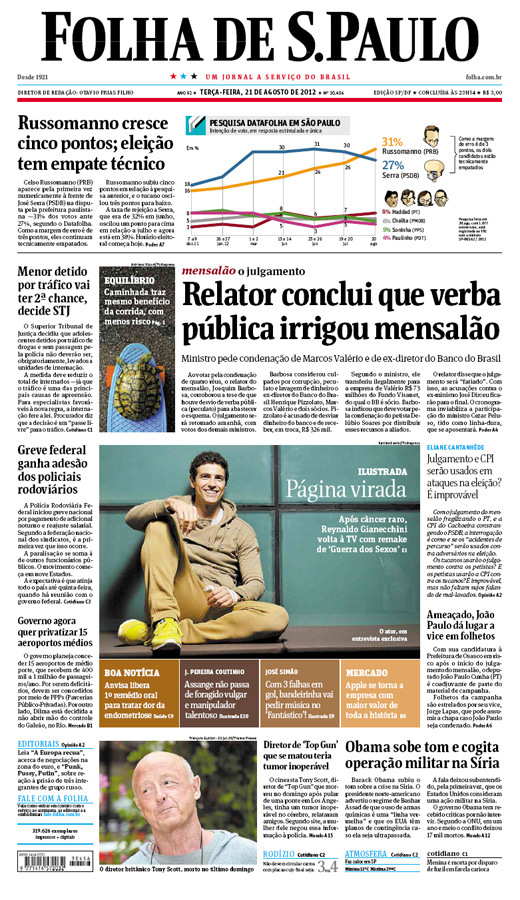 Capa Folha de S.Paulo - Edição São Paulo