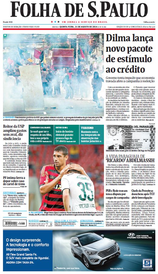 Capa Folha de S.Paulo - Edição São Paulo