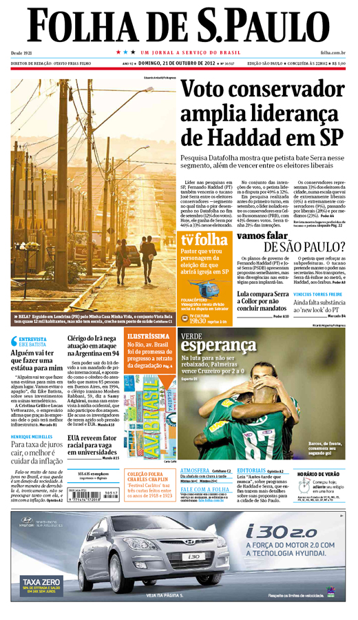 Capa Folha de S.Paulo - Edição São Paulo