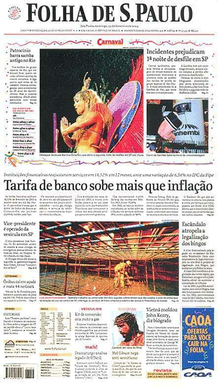 Capa Folha de S.Paulo - Edição São Paulo