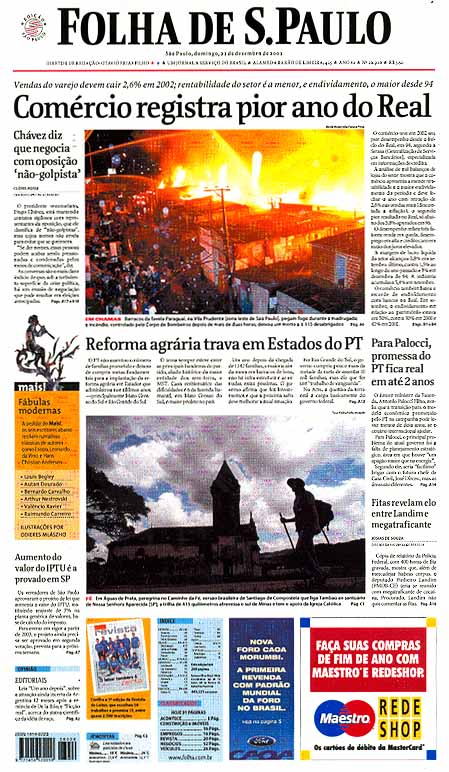 Capa Folha de S.Paulo - Edição São Paulo