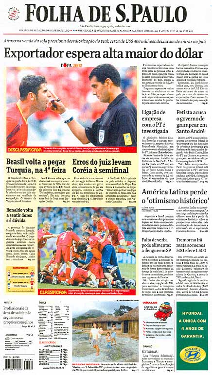 Capa Folha de S.Paulo - Edição São Paulo