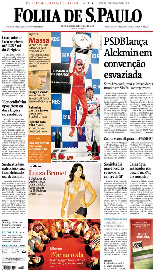 Capa Folha de S.Paulo - Edição São Paulo