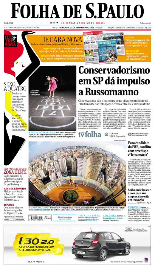 Capa Folha de S.Paulo - Edição São Paulo