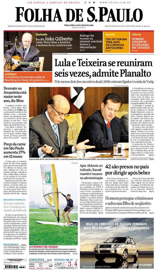 Capa Folha de S.Paulo - Edição São Paulo