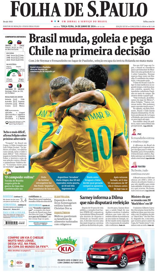 Capa Folha de S.Paulo - Edição São Paulo