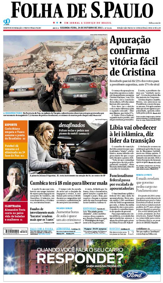 Capa Folha de S.Paulo - Edição São Paulo