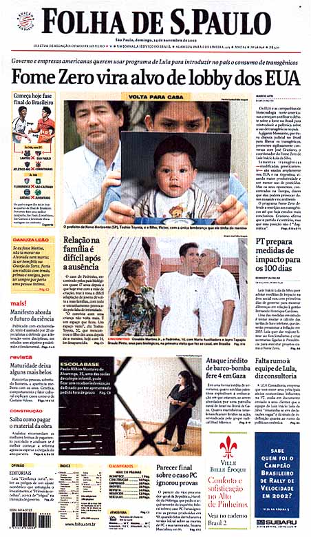 Capa Folha de S.Paulo - Edição São Paulo