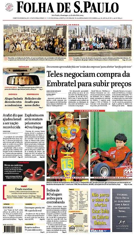 Capa Folha de S.Paulo - Edição São Paulo