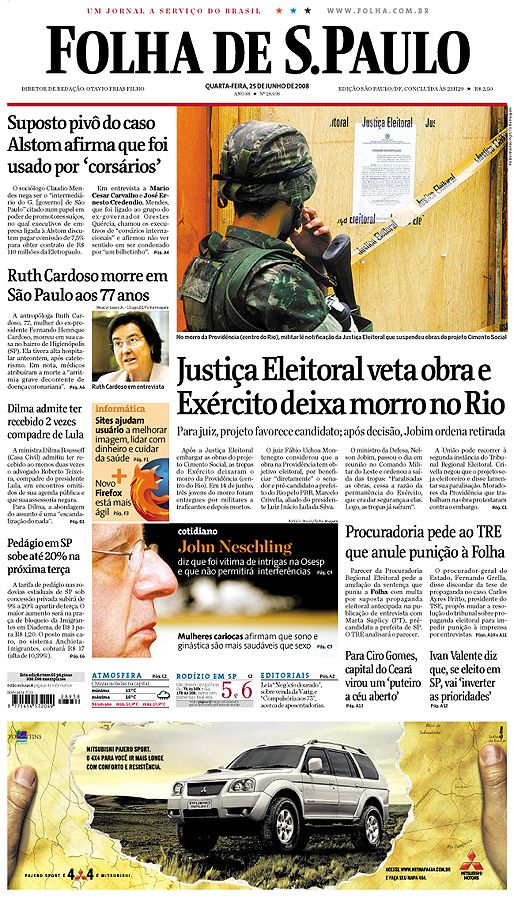 Capa Folha de S.Paulo - Edição São Paulo