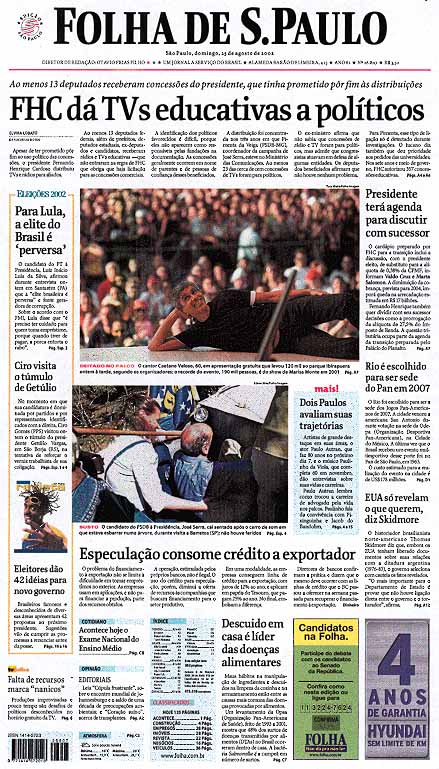 Capa Folha de S.Paulo - Edição São Paulo